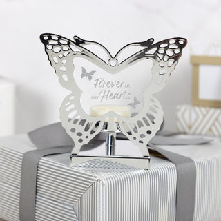 Hearts 4.25" Glass Butterfly Tea Light Holder