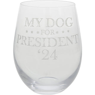 Dog for President 18oz Stemless Wine Glass