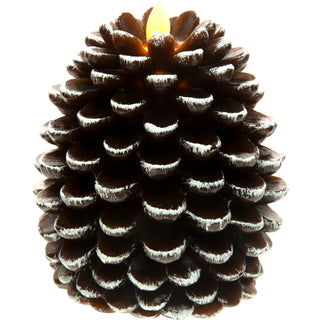 Brown Pine Cone 5" Realistic Flame LED Lit Candle