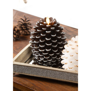 Brown Pine Cone 5" Realistic Flame LED Lit Candle