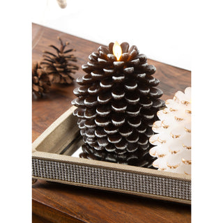 Brown Pine Cone 5" Realistic Flame LED Lit Candle