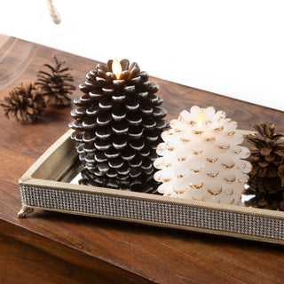 Brown Pine Cone 5" Realistic Flame LED Lit Candle