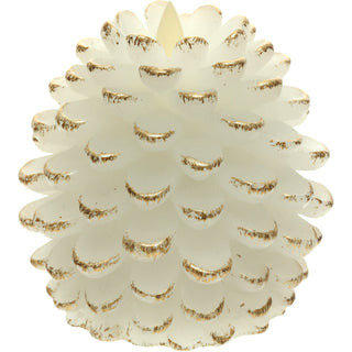 White Pine Cone 4.25" Realistic Flame LED Lit Candle